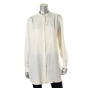 Vintage Ralph Lauren
Women's New Ivory Crepe Button-Down Tunic Shirt
Top